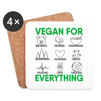 Vegan For Everything Plant Vegetarian Diet Veggies - Coasters (set of 4) - white - Front