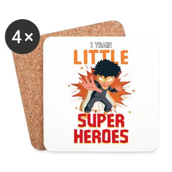Une enseignante de maternelle élève des petits super-héros - Dessous de verre (lot de 4) - blanc - Devant