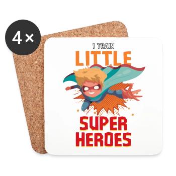 Une enseignante de maternelle élève des petits super-héros - Dessous de verre (lot de 4) - blanc - Devant