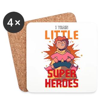 Une enseignante de maternelle élève des petits super-héros - Dessous de verre (lot de 4) - blanc - Devant