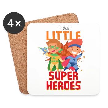 Une enseignante de maternelle élève des petits super-héros - Dessous de verre (lot de 4) - blanc - Devant
