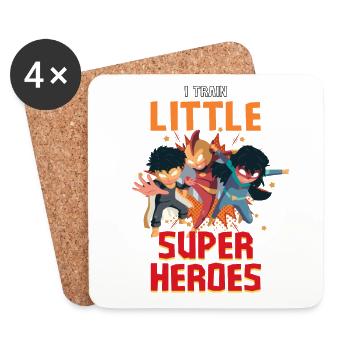 Une enseignante de maternelle élève des petits super-héros - Dessous de verre (lot de 4) - blanc - Devant