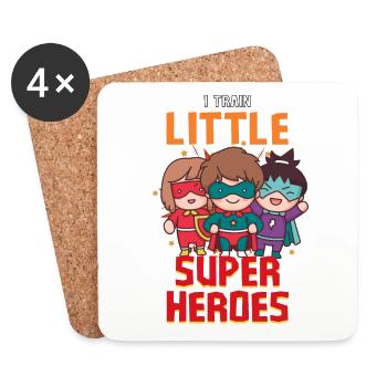 Une enseignante de maternelle élève des petits super-héros - Dessous de verre (lot de 4) - blanc - Devant