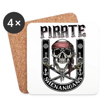 Laissez les manigances de pirates commencer le style de tatouage - Dessous de verre (lot de 4) - blanc - Devant