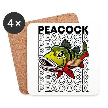 Peacock Bass 80's Monster Fish Keeper - Coasters (set of 4) - white - Front