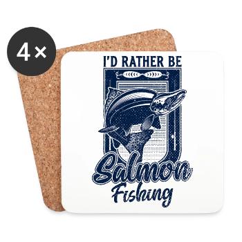 Je préfère pêcher le saumon drôle - Dessous de verre (lot de 4) - blanc - Devant