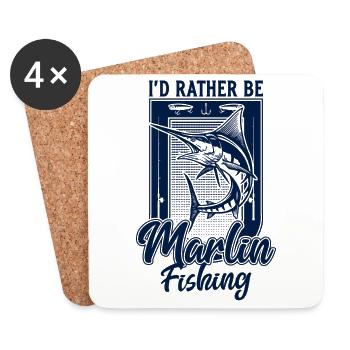Ich wäre lieber Marlin Fish Fishing Fisherman - Untersetzer (4er-Set) - Weiß - Vorne