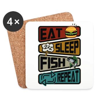 Funny Fishing Eat Sleep Fish Repeat Fishing - Coasters (set of 4) - white - Front