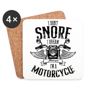 I Don't Snore I Dream I'm A Motorcycle Funny - Coasters (set of 4) - white - Front