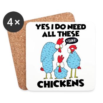Yes I Really Need All These Chickens Funny Farmer - Coasters (set of 4) - white - Front