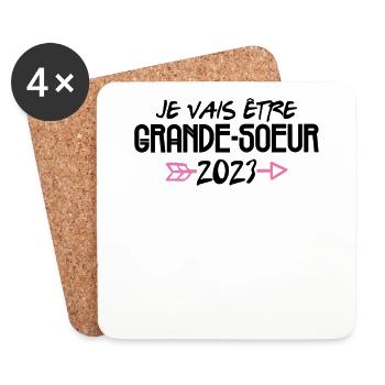 Je Vais Être Grande Soeur 2023 Future Soeur Cadeau - Dessous de verre (lot de 4) - blanc - Devant