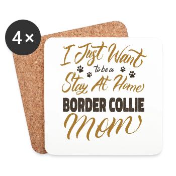 Restez à la maison Border Collie Maman - Dessous de verre (lot de 4) - blanc - Devant