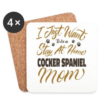 Restez à la maison Cocker Spaniel Maman - Dessous de verre (lot de 4) - blanc - Devant