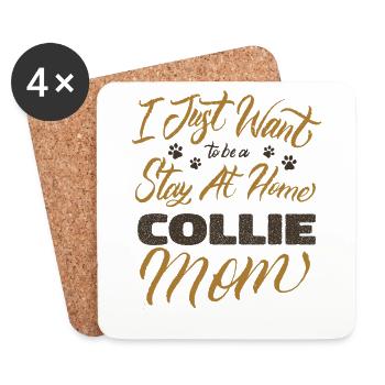 Stay At Home Collie Mom - Untersetzer (4er-Set) - Weiß - Vorne