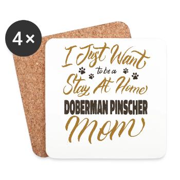 Stay At Home Doberman Mom - Coasters (set of 4) - white - Front