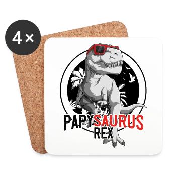 Cadeau Papy Dinosaure Fête Des Grands Pères - Dessous de verre (lot de 4) - blanc - Devant