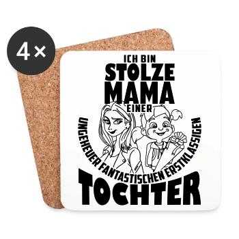 Stolze Mama erstklassigen Tochter | Farbe änderbar - Untersetzer (4er-Set) - Weiß - Vorne