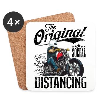 Le vintage original de la moto de distanciation sociale - Dessous de verre (lot de 4) - blanc - Devant