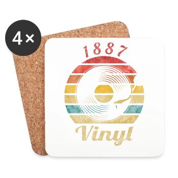 1887 Vinyle Rétro Vintage Music - Dessous de verre (lot de 4) - blanc - Devant