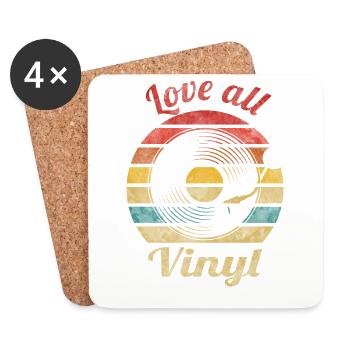 Love all Vinyl Retro Vintage Music - Untersetzer (4er-Set) - Weiß - Vorne