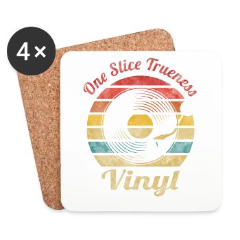 One Slice Trueness Vinyl Retro Vintage Music - Coasters (set of 4) - white - Front