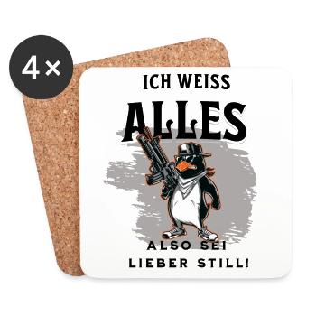 Pinguin weiss alles - Untersetzer (4er-Set) - Weiß - Vorne