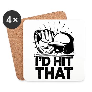 I'd Hit That Funny Baseball Fan - Coasters (set of 4) - white - Front
