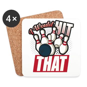 Ich würde diesen lustigen Bowling-Retro-Bowler treffen - Untersetzer (4er-Set) - Weiß - Vorne