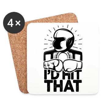 Ich würde diesen lustigen Box-Retro-Boxer treffen - Untersetzer (4er-Set) - Weiß - Vorne