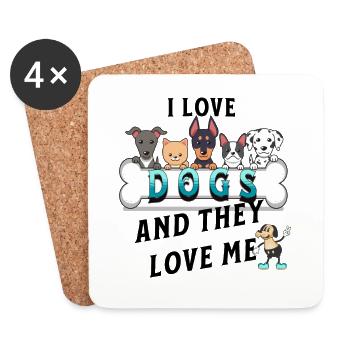 Dog Love me Hundeliebe - Coasters (set of 4) - white - Front