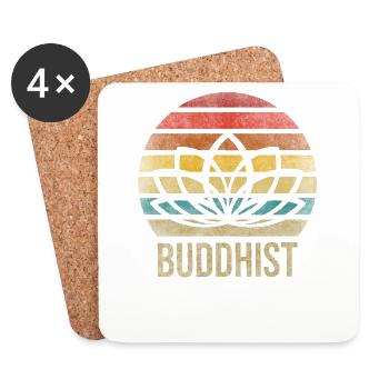 Buddhist Letter Buddhism Religion Retro Vintage - Untersetzer (4er-Set) - Weiß - Vorne