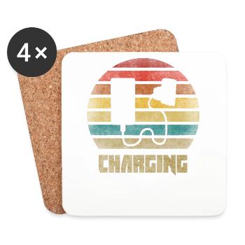 Charger Charging Smartphone Phone Retro Vintage - Coasters (set of 4) - white - Front