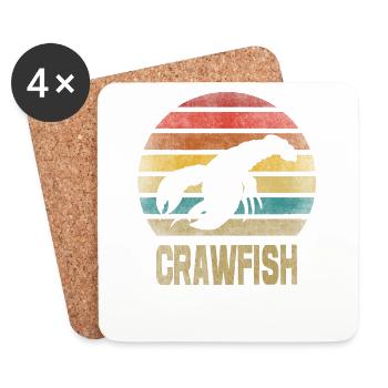 Crawfish Crab Animals Retro Vintage Sunset - Coasters (set of 4) - white - Front