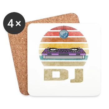DJ Disco Dance Party Rave Retro Vintage Sunset - Coasters (set of 4) - white - Front