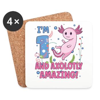 I'm 1 sweet axolotl 1st birthday gift - Coasters (set of 4) - white - Front