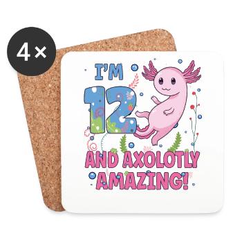 I'm 12 Sweet Axolotl 12th Birthday Gift - Coasters (set of 4) - white - Front