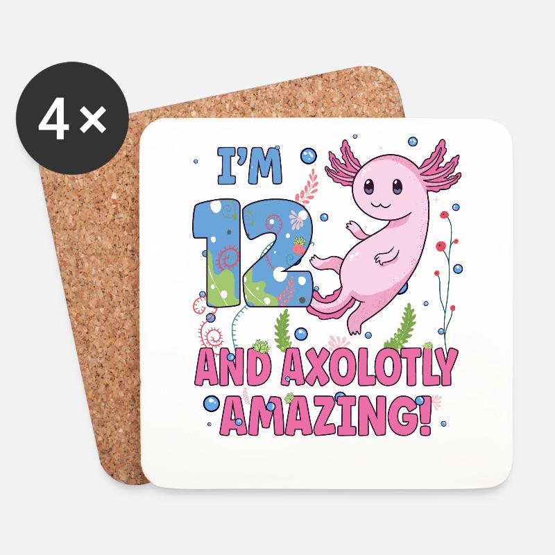 I'm 12 süßes Axolotl 12. Geburtstags Geschenk - Untersetzer (4er-Set) - Weiß