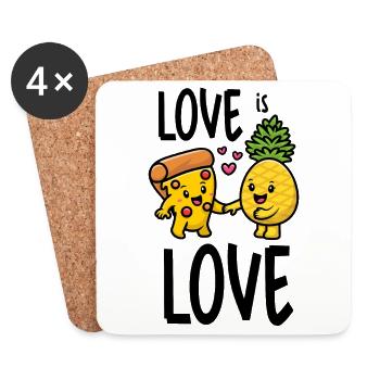 Pineapple Belongs On Pizza Funny Food Love Is Love - Coasters (set of 4) - white - Front