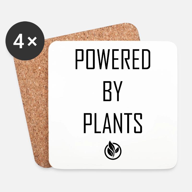 Powered By Plants Vegan Vegane Lebensweise - Untersetzer (4er-Set) - Weiß