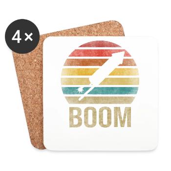 Fireworks Boom Rocket Going Up Launch Retro - Untersetzer (4er-Set) - Weiß - Vorne
