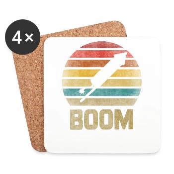 Fireworks Boom Rocket Going Up Launch Retro - Untersetzer (4er-Set) - Weiß - Vorne