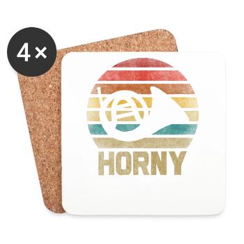 French Horn Instrument Retro Sunset - Coasters (set of 4) - white - Front