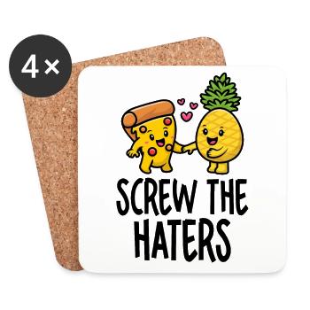 Vis les haters Drôle d’amateur de pizza à l’ananas - Dessous de verre (lot de 4) - blanc - Devant