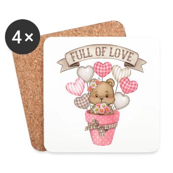 Bébé fille, bébé ours, motif bébé ours en peluche - Dessous de verre (lot de 4) - blanc - Devant