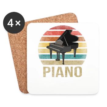 Grand Piano Music Pianist Retro Sunset - Untersetzer (4er-Set) - Weiß - Vorne