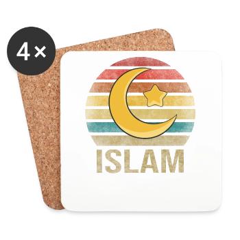 Islam Crestcent Star Religion Rétro Coucher de Soleil - Dessous de verre (lot de 4) - blanc - Devant