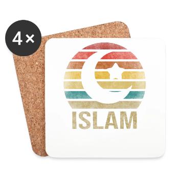 Islam Crestcent Star Religion Rétro Coucher de Soleil - Dessous de verre (lot de 4) - blanc - Devant