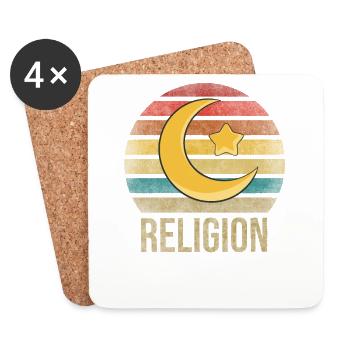 Islam Crestcent Star Religion Rétro Coucher de Soleil - Dessous de verre (lot de 4) - blanc - Devant