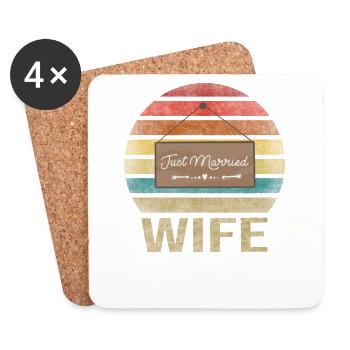 Juste marié Amour Famille Mari Femme - Dessous de verre (lot de 4) - blanc - Devant