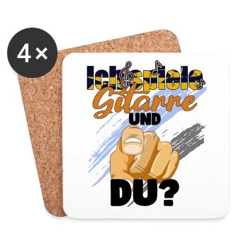 Gitarre Gitarrenspieler Spruch mit Musiknoten - Untersetzer (4er-Set) - Weiß - Vorne